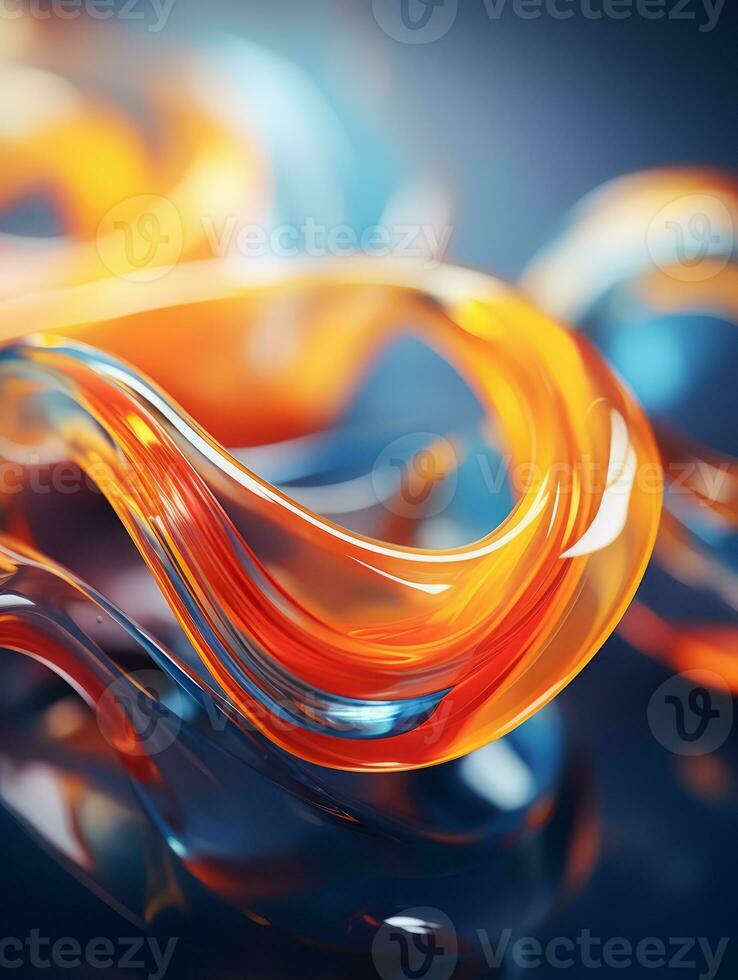 abstract orange and blue swirls on a dark background generative ai photo