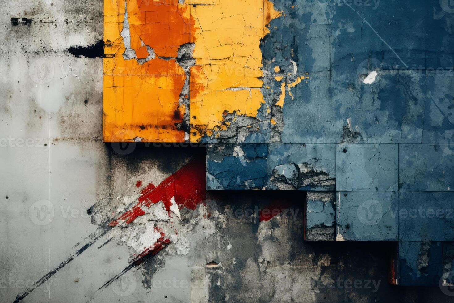 abstract grunge texture background with orange blue and yellow paint