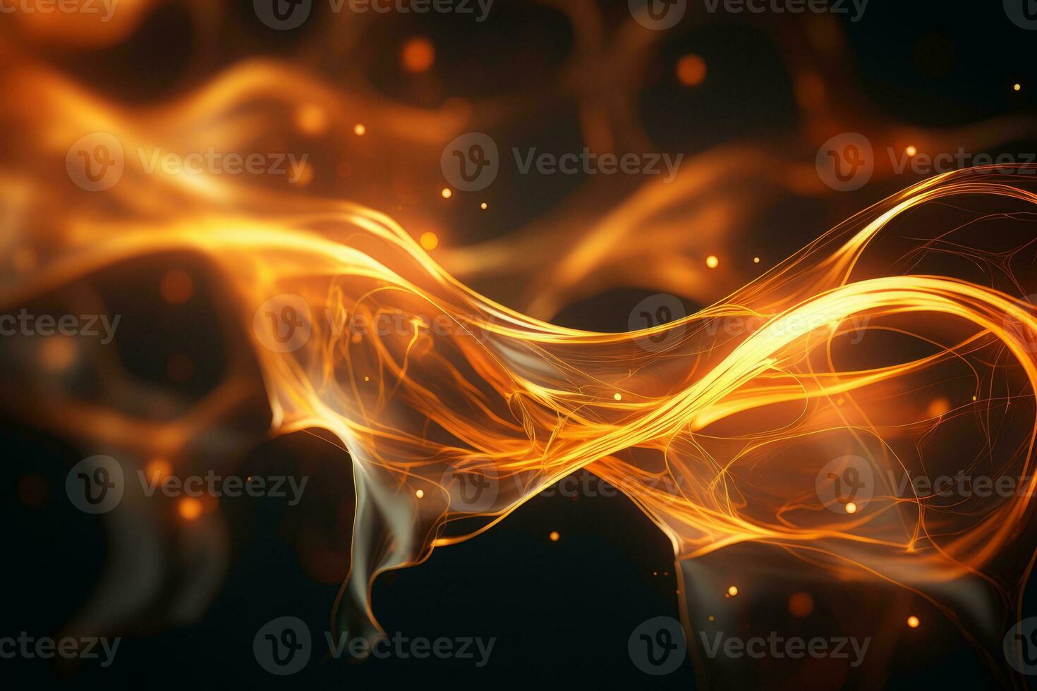 abstract orange flames on a black background generative ai photo