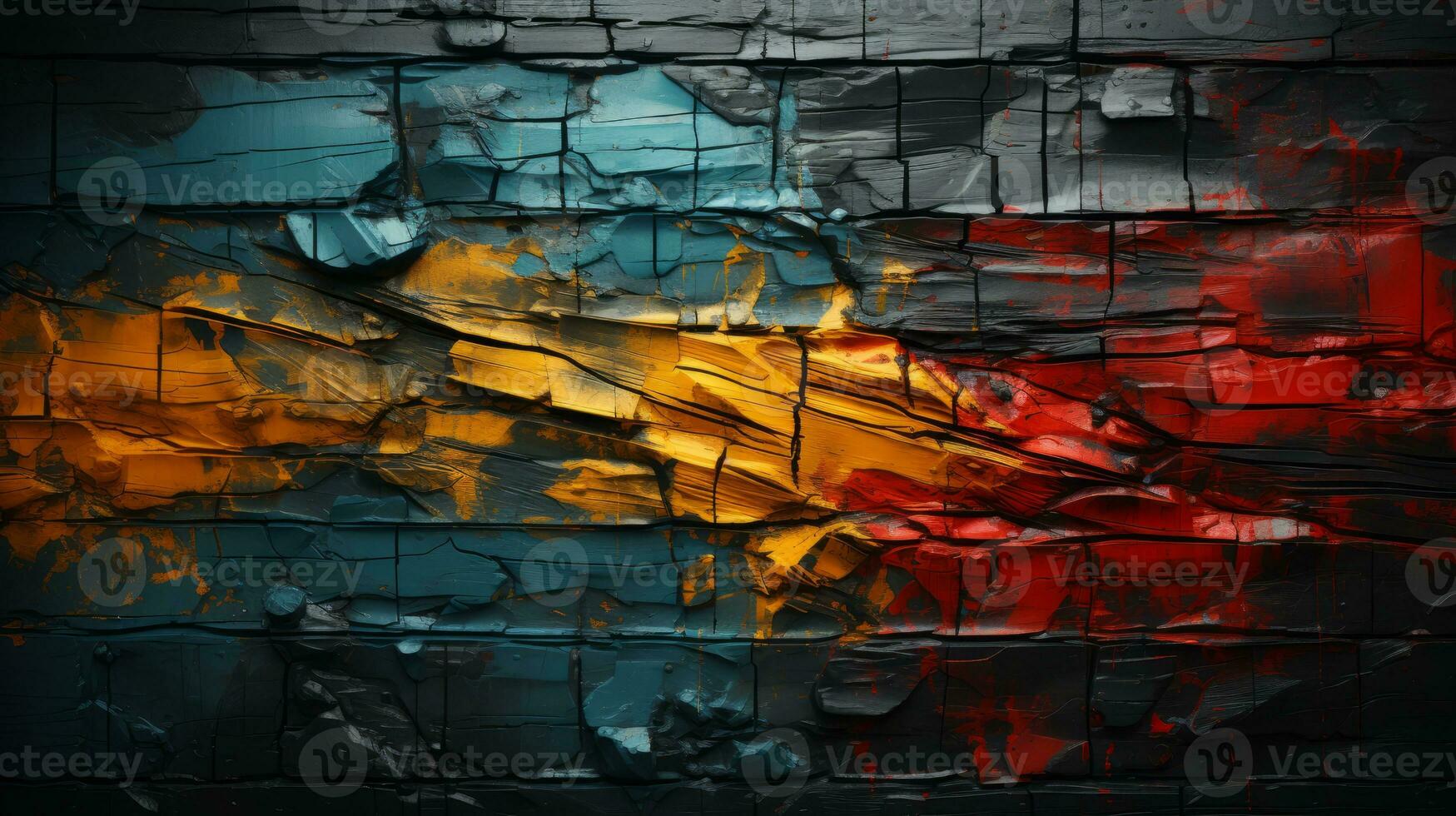 abstract grunge texture background with red yellow and blue paint generative ai photo