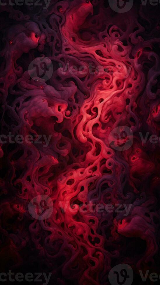 abstract red and black swirls on a dark background generative ai photo