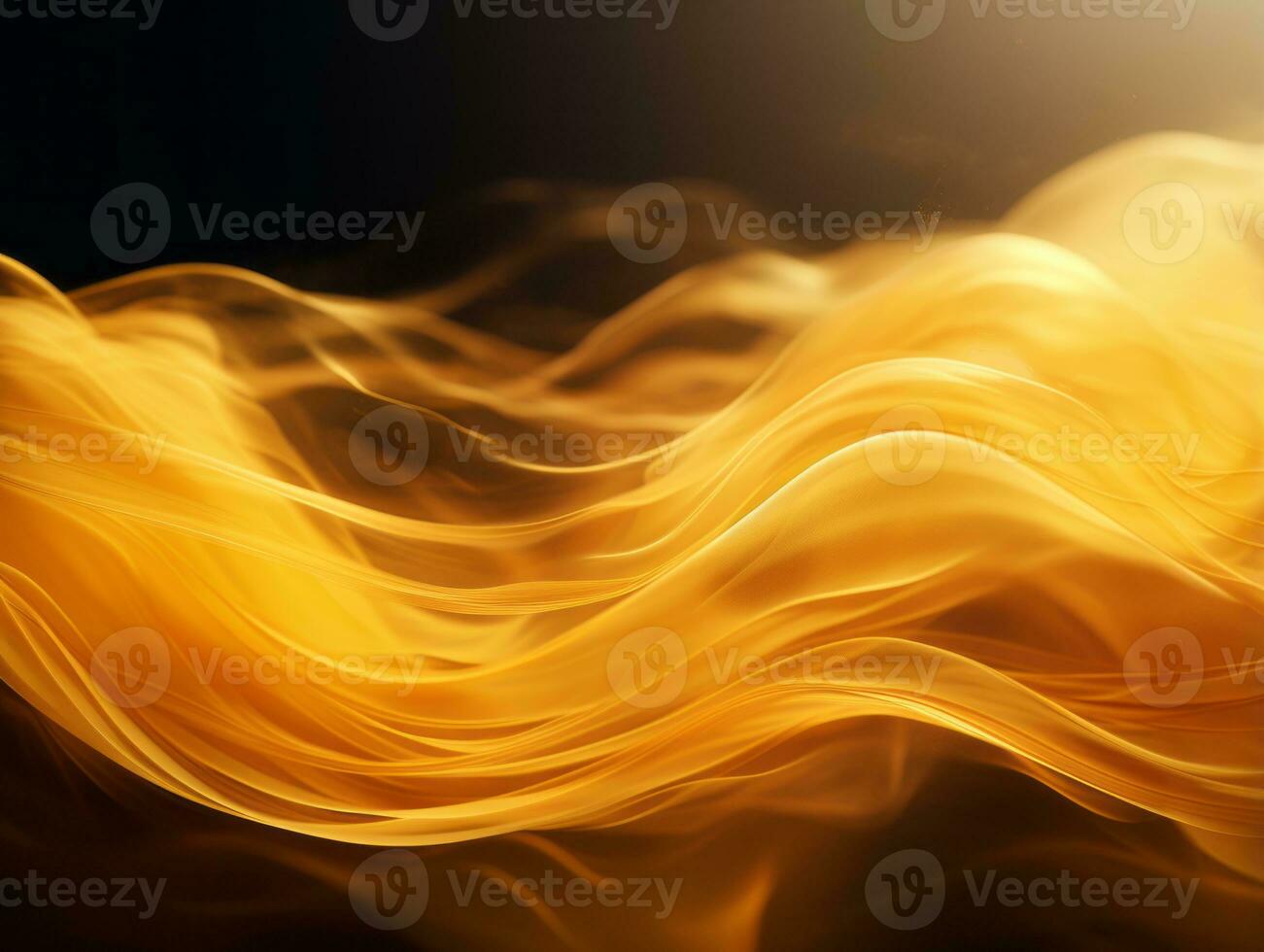 abstract yellow smoke waves on a black background generative ai photo