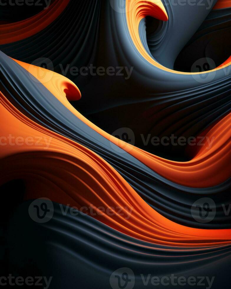an abstract background with orange and black waves generative ai photo