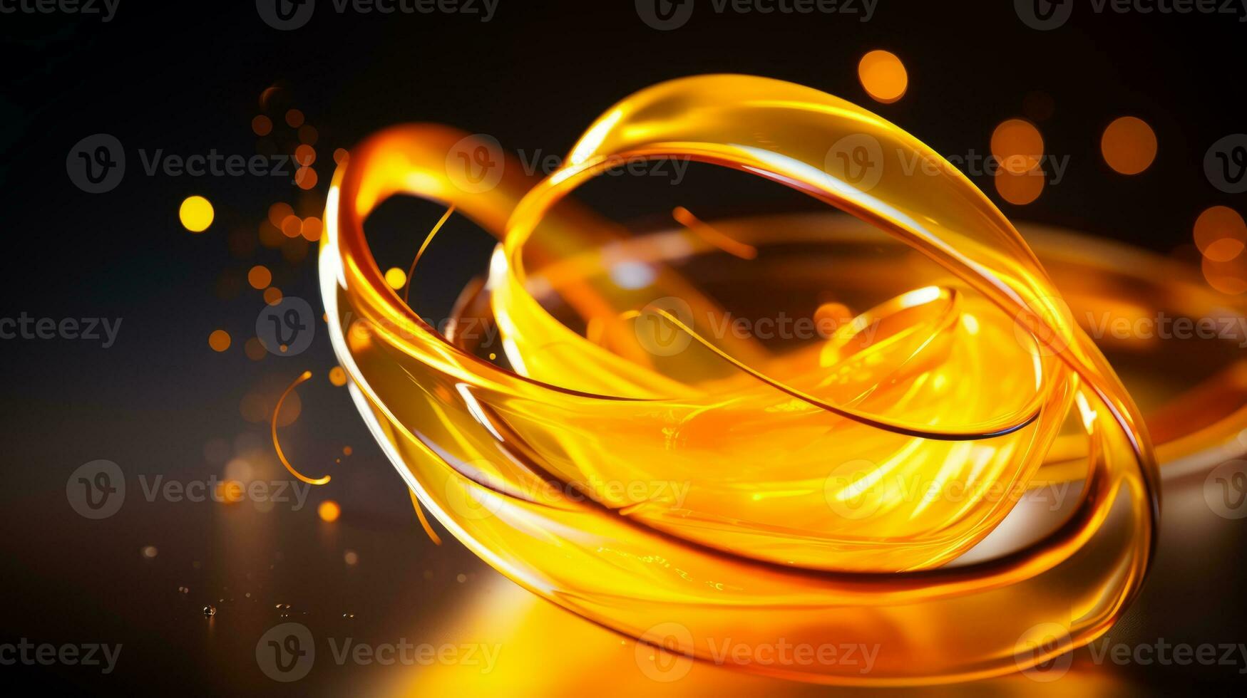 abstract orange swirls on a black background generative ai photo