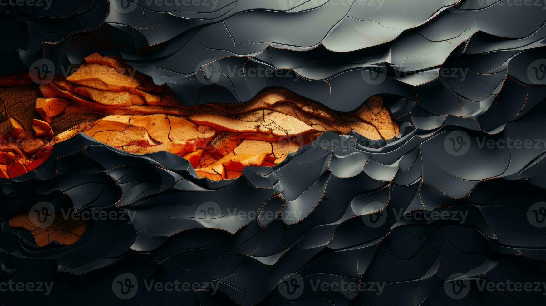 abstract wallpaper with orange and black swirls generative ai photo