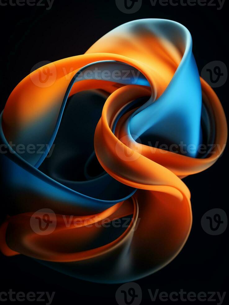 an abstract blue and orange swirl on a black background generative ai photo