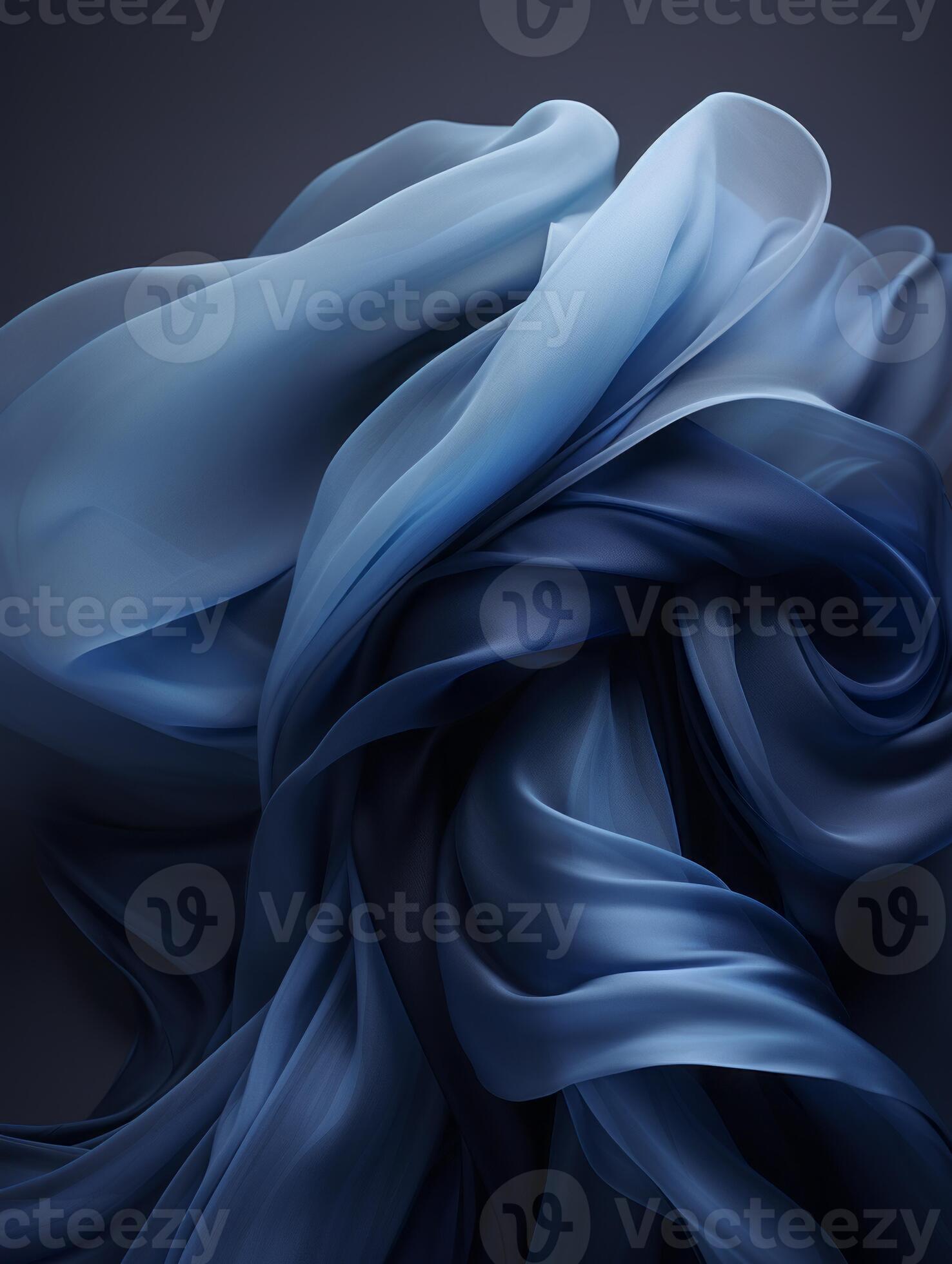 an abstract blue and black fabric on a dark background generative ai