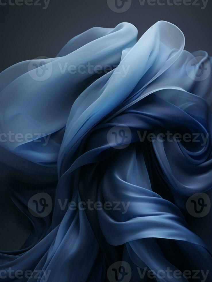 an abstract blue and black fabric on a dark background generative ai photo