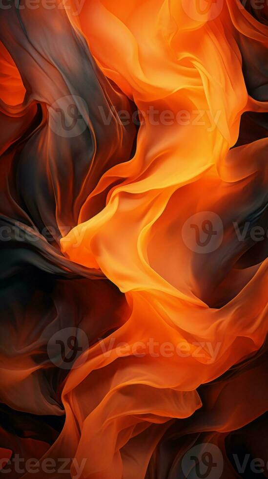 an abstract image of a black and orange fabric generative ai photo