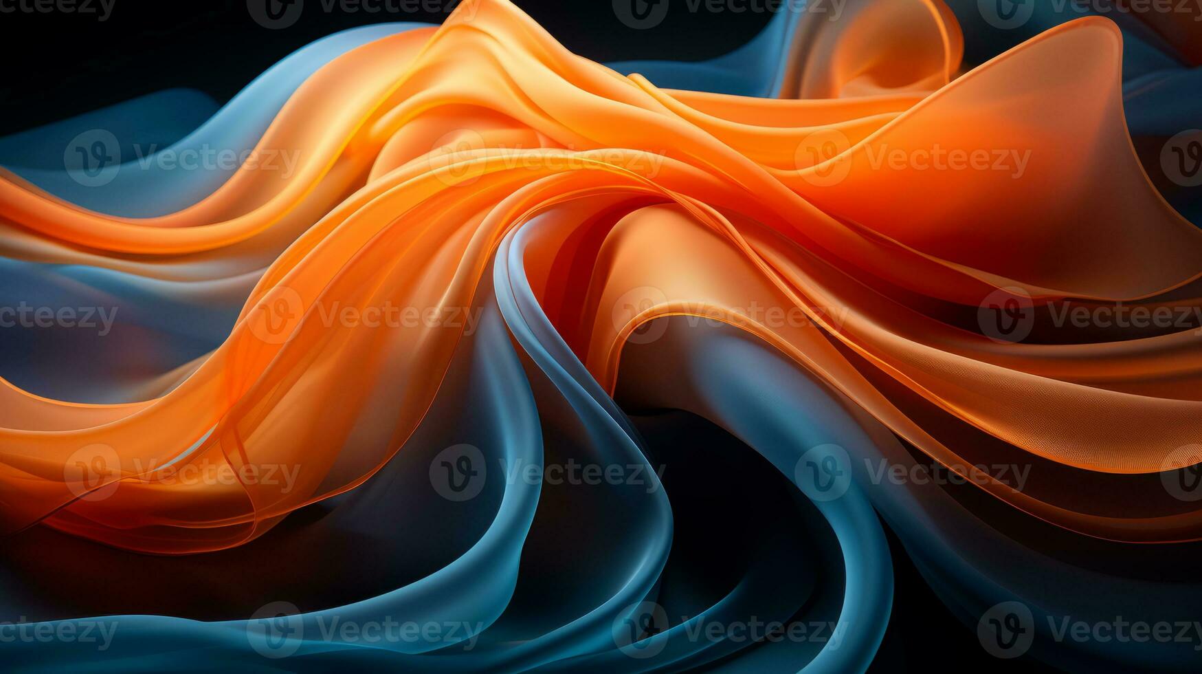 an abstract image of a blue and orange fabric generative ai photo