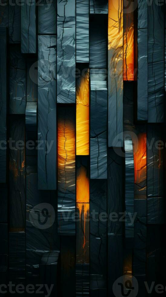 an abstract image of a dark wall with orange and black lights generative ai photo