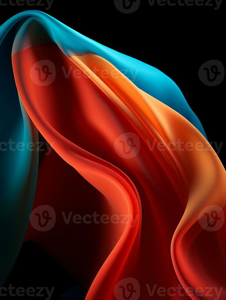 an abstract image of a red orange and blue fabric generative ai photo