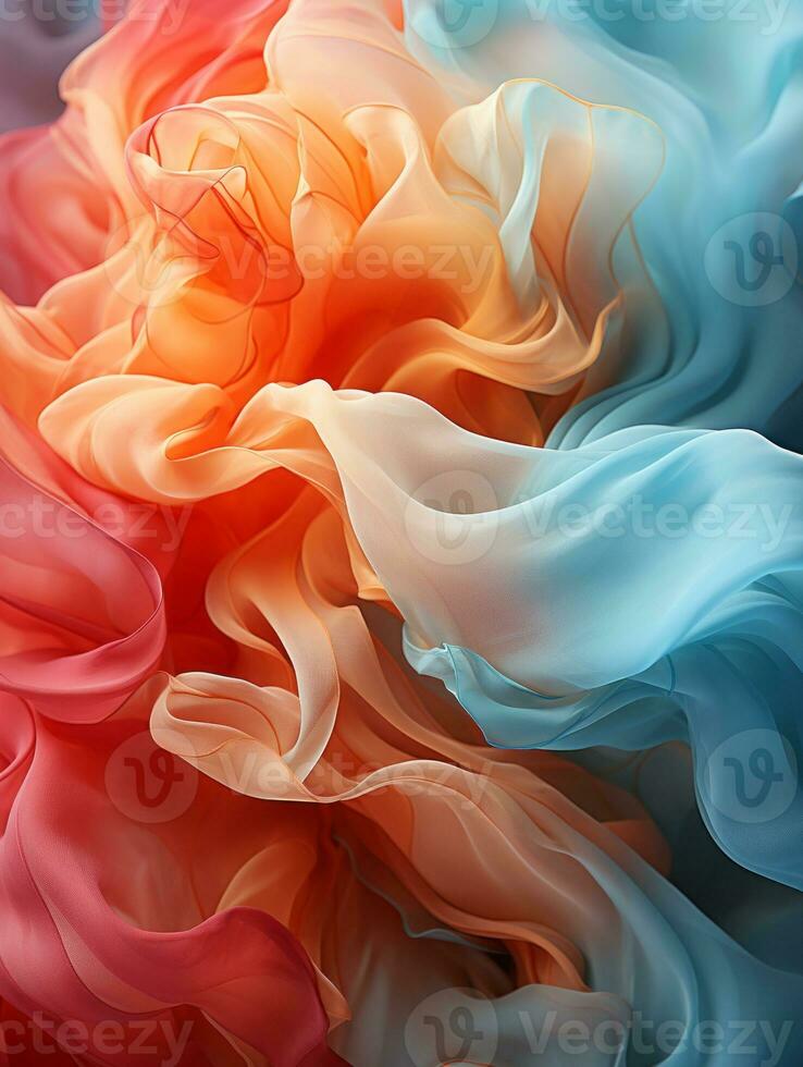 an abstract image of a red orange and blue fabric generative ai photo