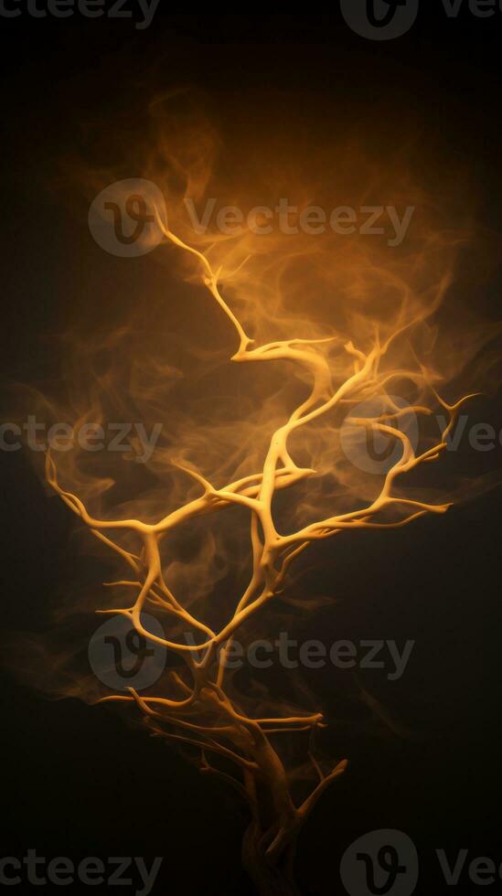 an abstract image of a tree with flames coming out of it generative ai photo
