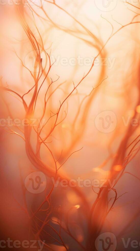 an abstract image of a tree with orange leaves generative ai photo