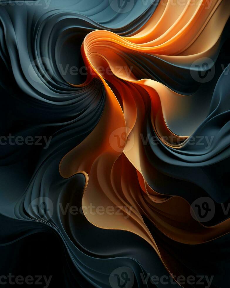 an abstract image of an orange and black swirl generative ai photo