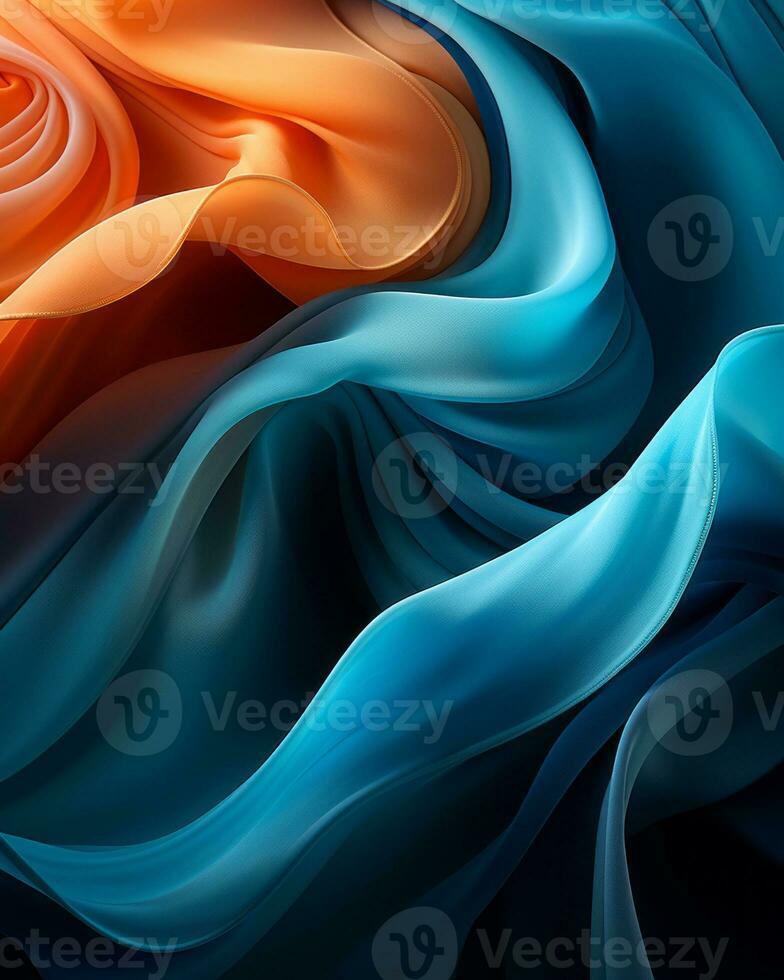 an abstract image of blue and orange fabric generative ai photo