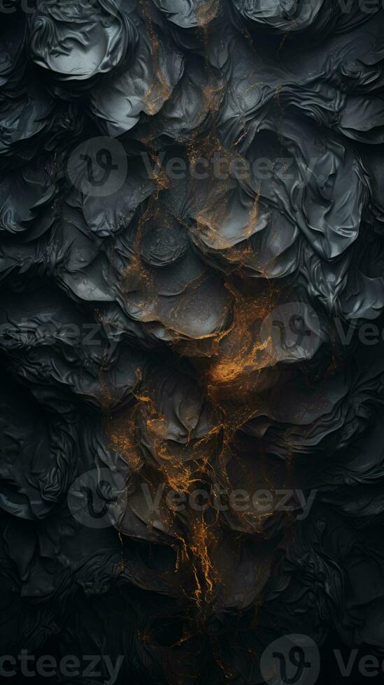 an abstract image of black and orange flames on a black background generative ai photo