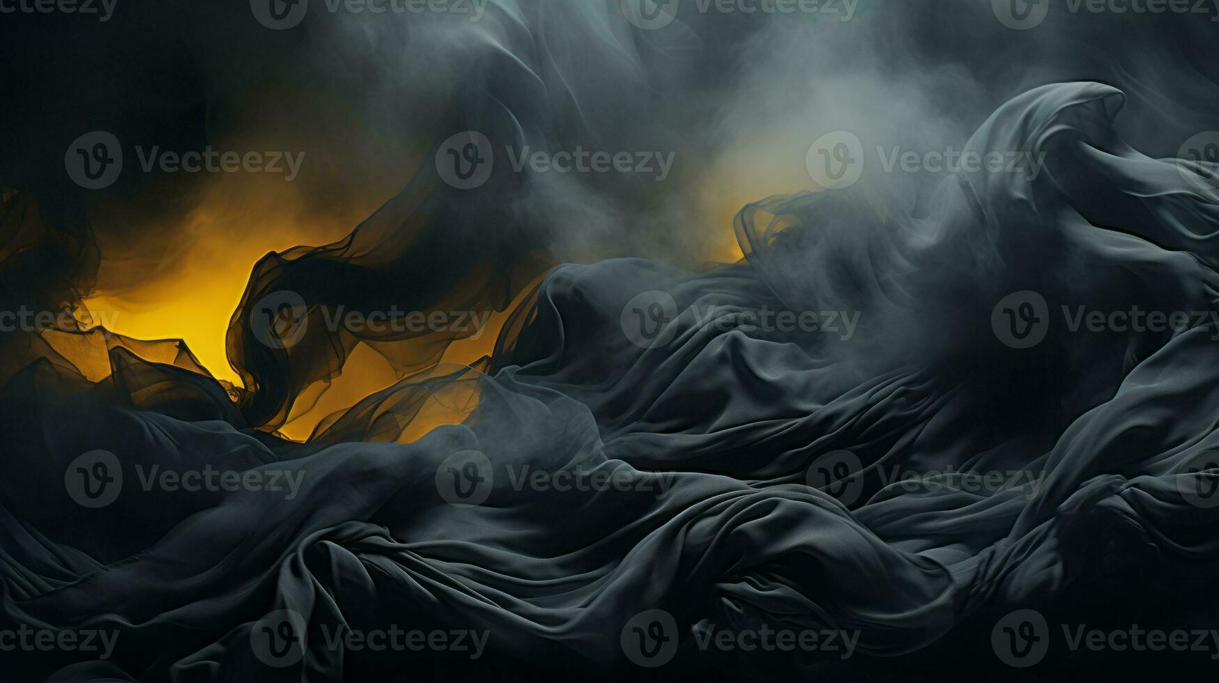 an abstract image of black and yellow smoke generative ai photo