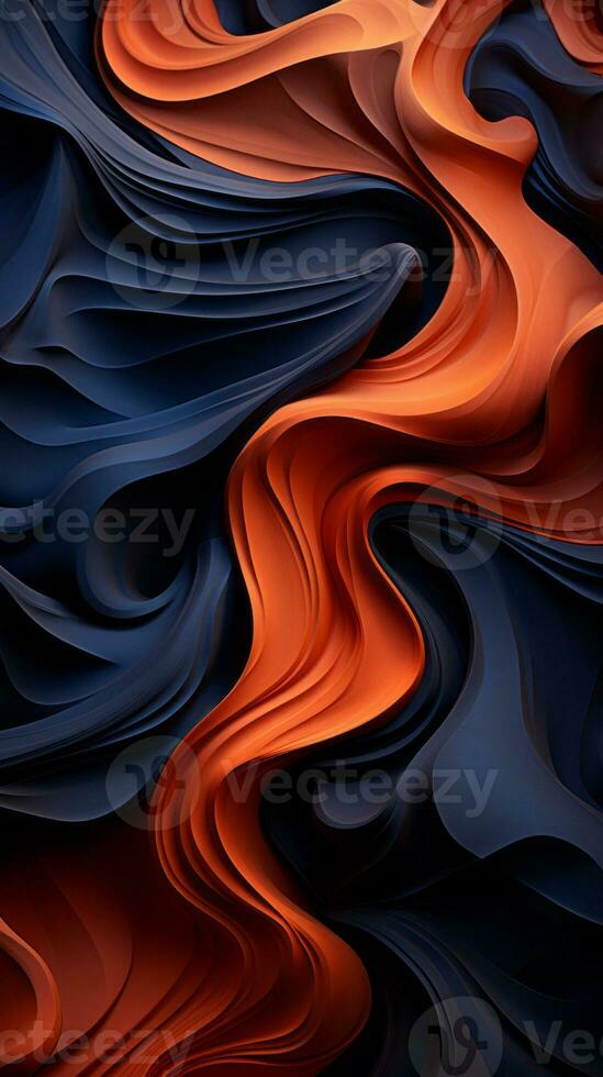 an abstract image of blue orange and black waves generative ai photo