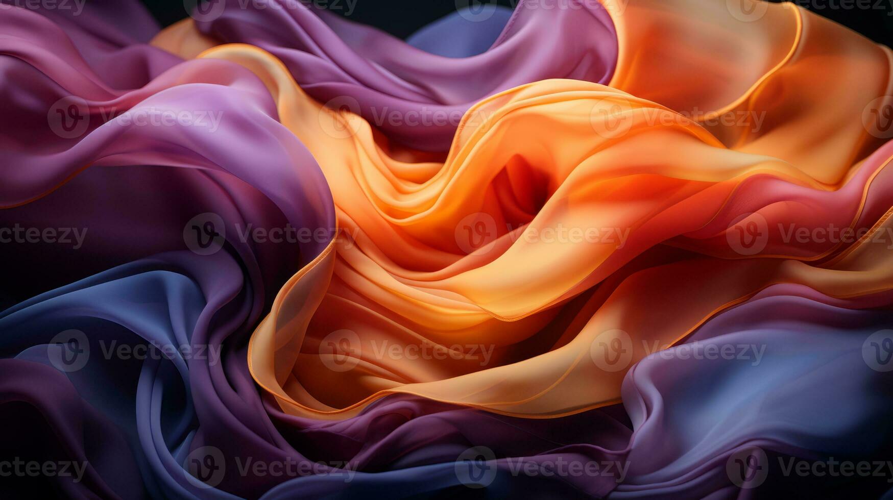 an abstract image of colorful fabric on a black background generative ai photo