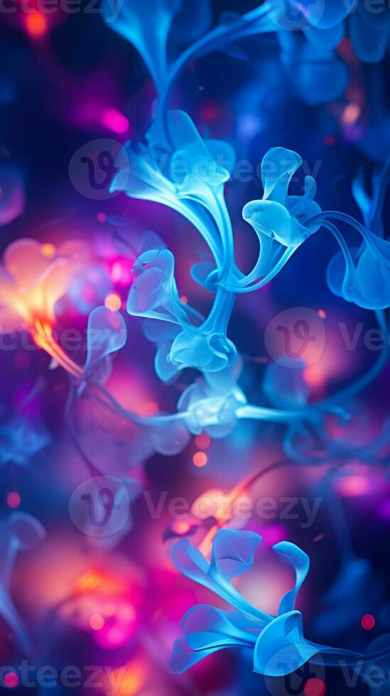 an abstract image of colorful flowers on a dark background generative ai photo