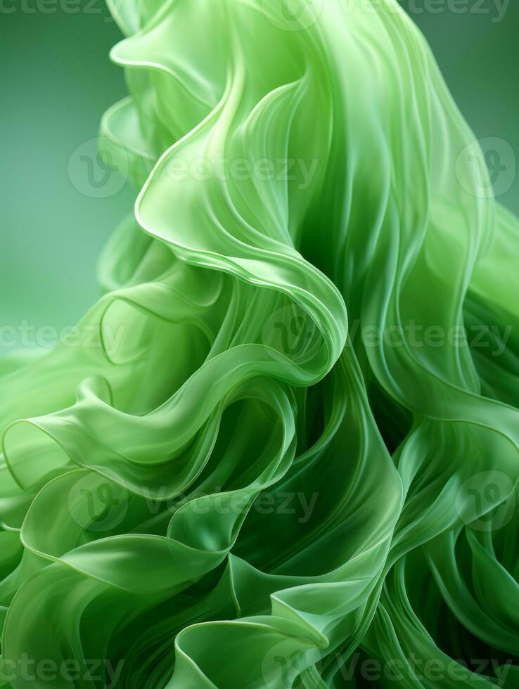 an abstract image of green liquid flowing over a green background generative ai photo