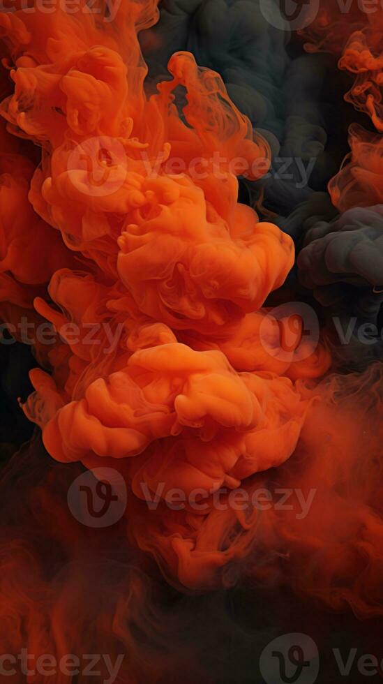 an abstract image of orange and black ink on a black background generative ai photo