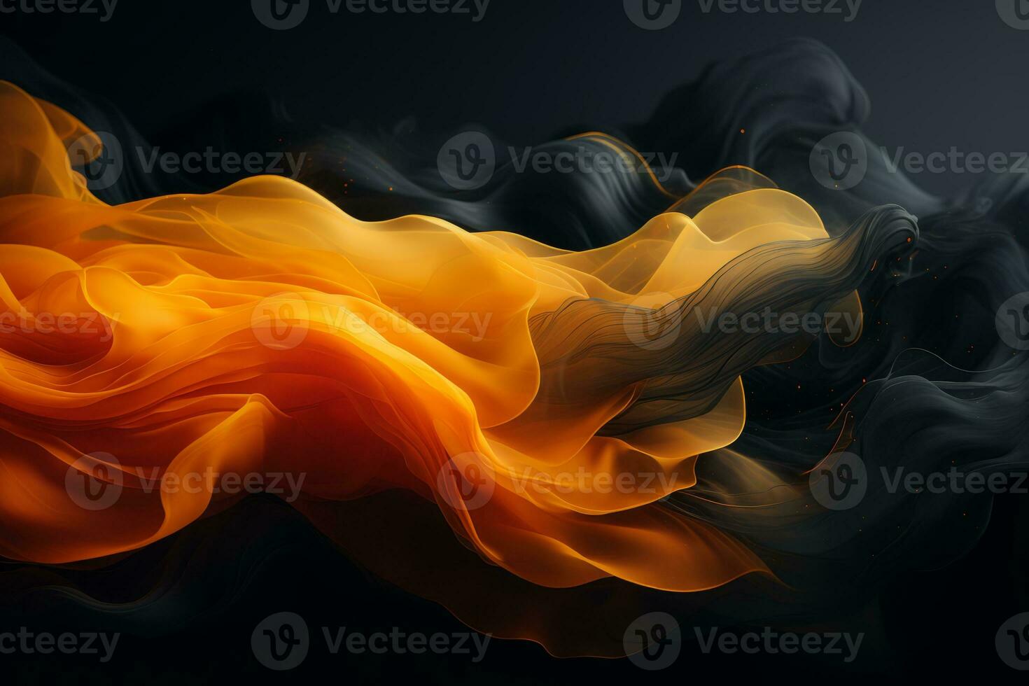 an abstract image of orange and black smoke on a black background generative ai photo