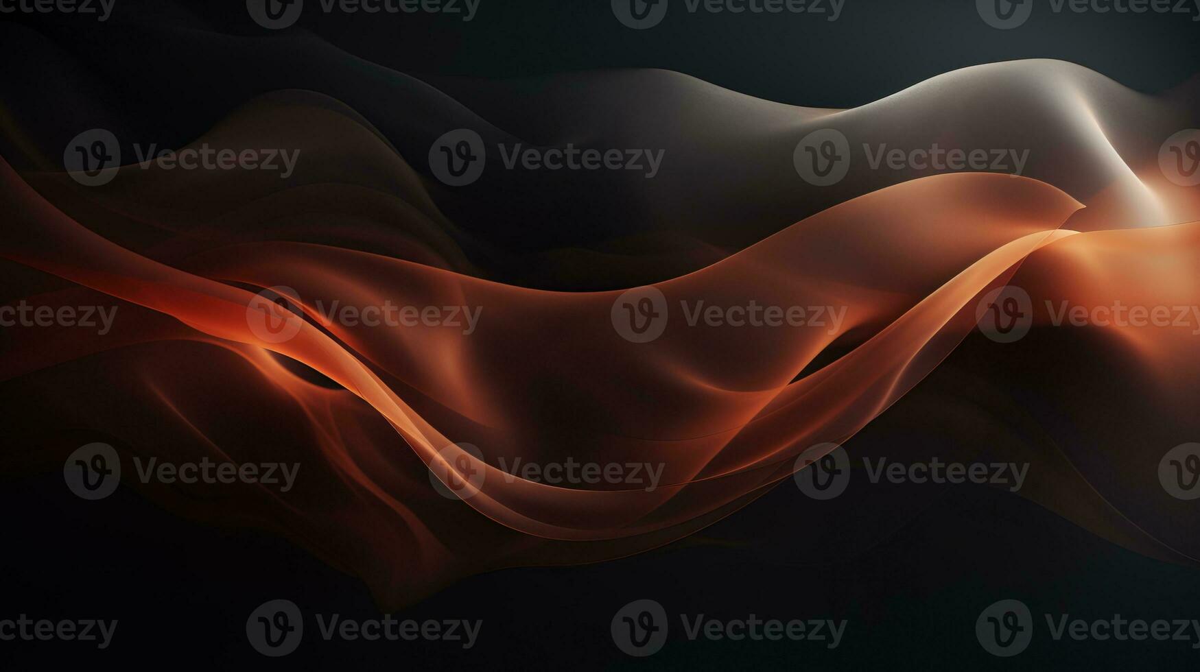 an abstract image of orange and black waves on a black background generative ai photo