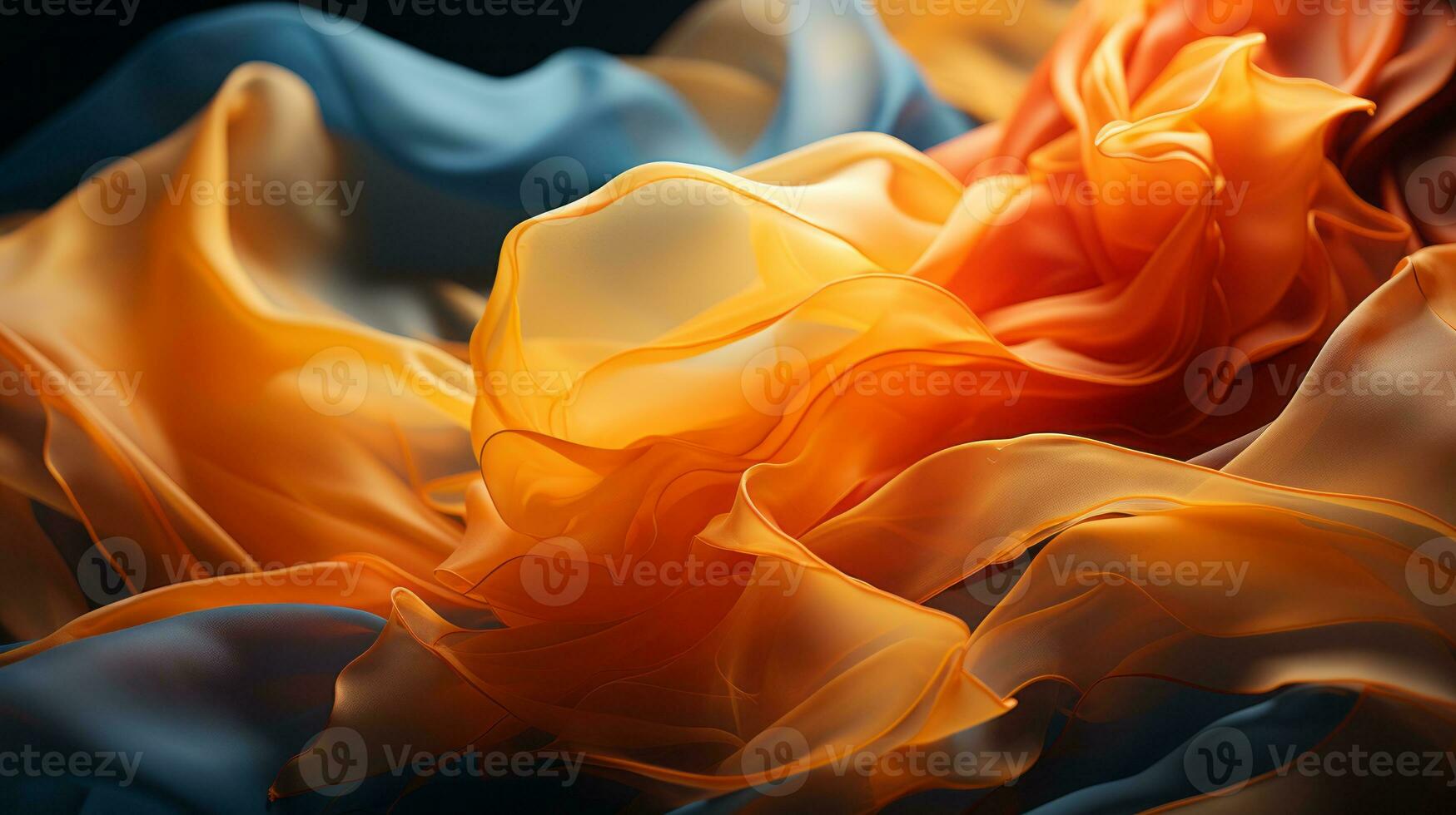 an abstract image of orange and blue fabric generative ai photo