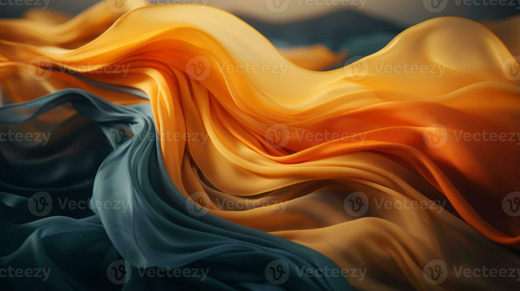 an abstract image of orange and blue fabric generative ai photo