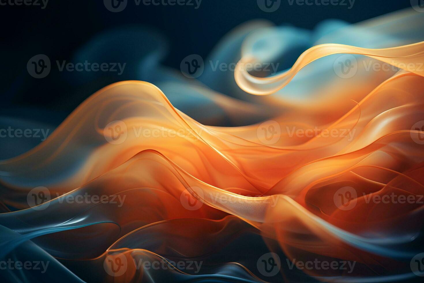 an abstract image of orange and blue smoke generative ai photo