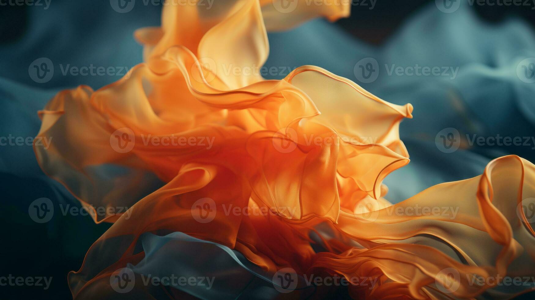 an abstract image of orange and blue smoke generative ai photo