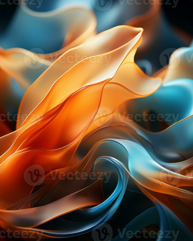 an abstract image of orange and blue waves generative ai photo