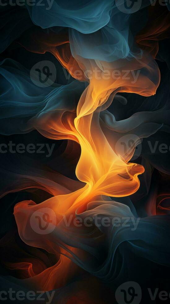 an abstract image of orange and blue smoke generative ai photo