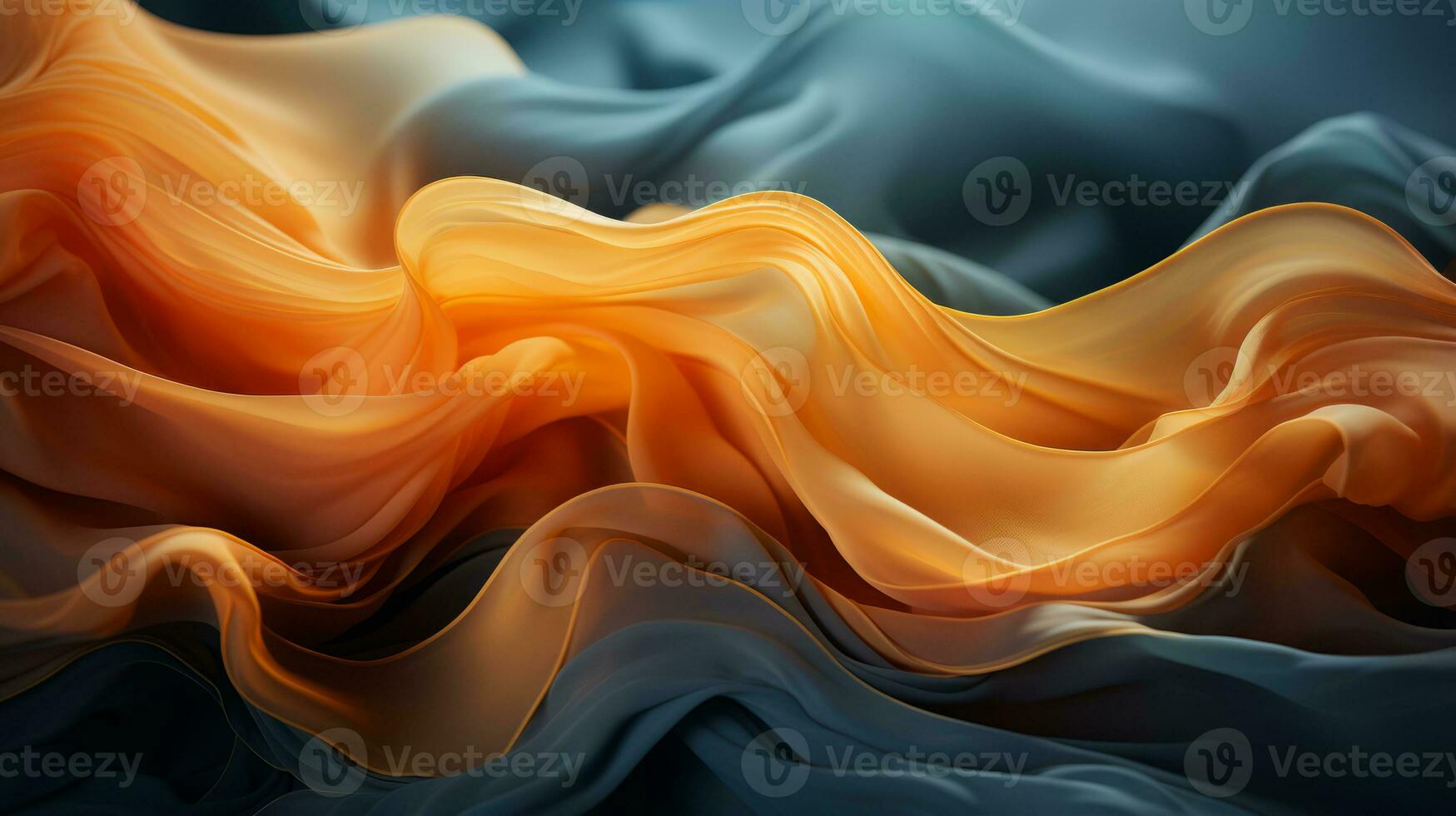 an abstract image of orange blue and black fabric generative ai photo
