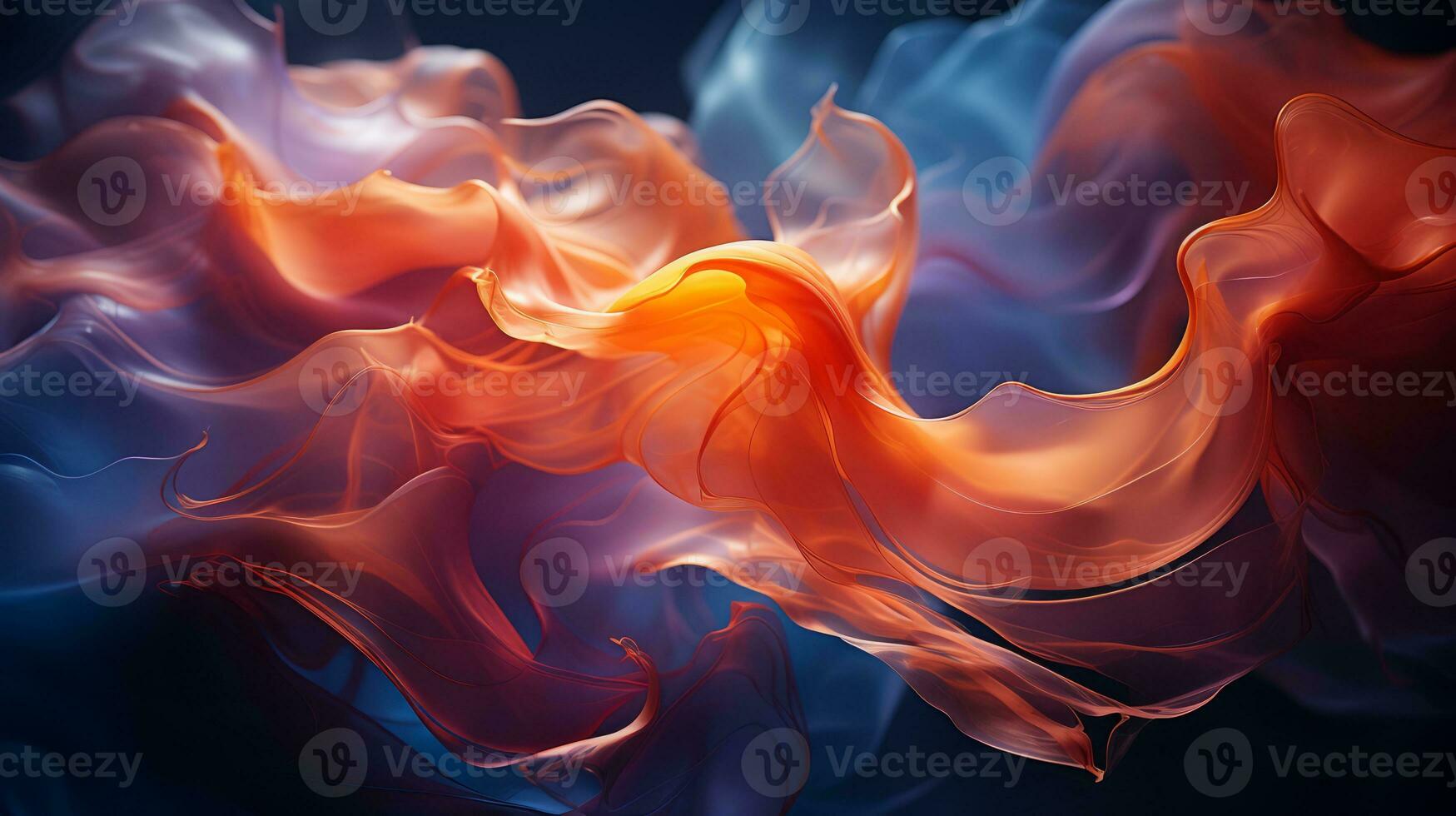 an abstract image of orange and blue smoke generative ai photo