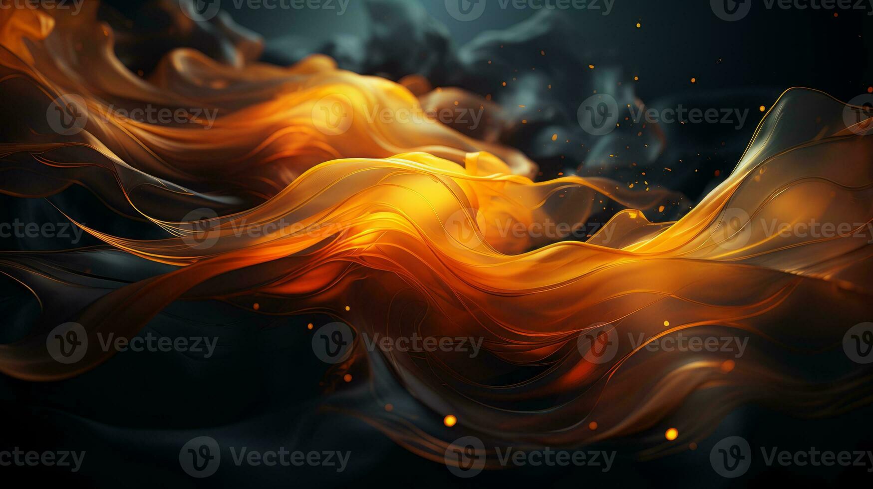 an abstract image of orange flames on a black background generative ai photo