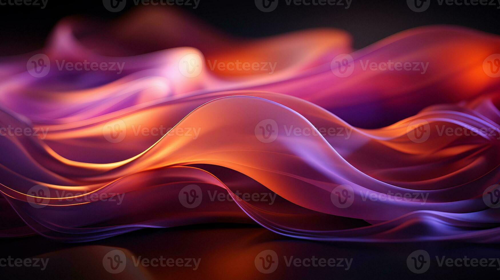 an abstract image of purple and orange waves on a black background generative ai photo