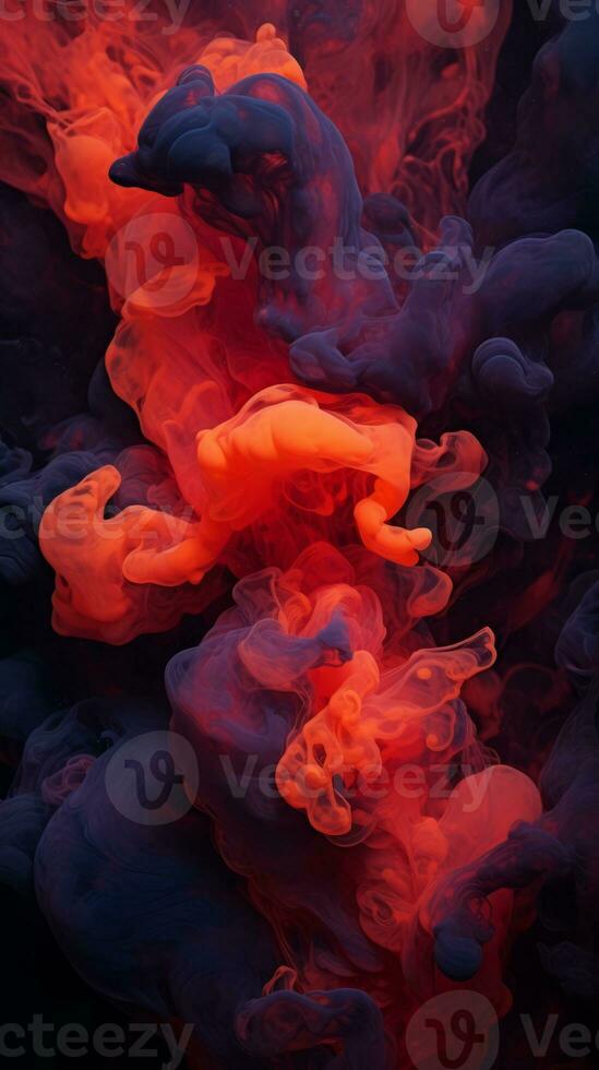 an abstract image of red and blue ink on a black background generative ai photo