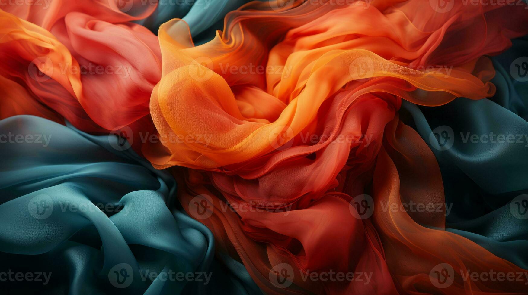 an abstract image of red orange and blue fabric generative ai photo
