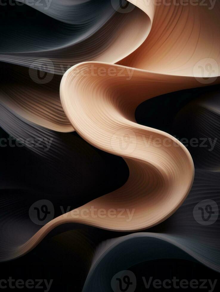 an abstract image of wavy black and brown waves generative ai photo