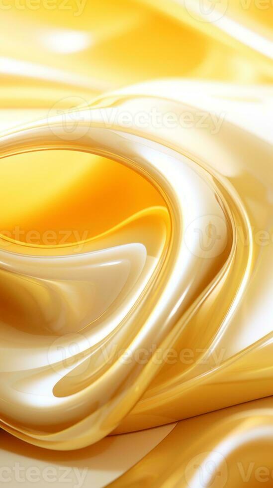 an abstract image of yellow liquid on a white background generative ai photo