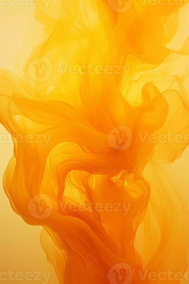 an abstract orange smoke on a yellow background generative ai photo