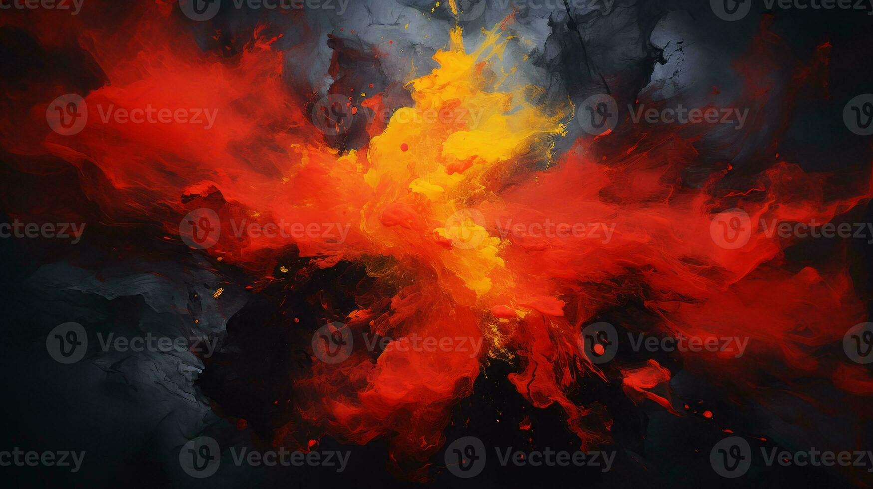 an abstract painting of a red yellow and black explosion generative ai photo