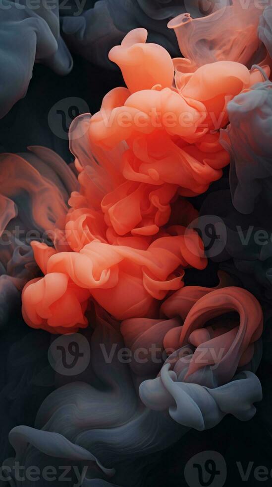 an abstract painting of orange and black ink on a black background generative ai photo