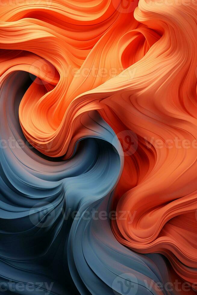an abstract painting of orange blue and black waves generative ai photo