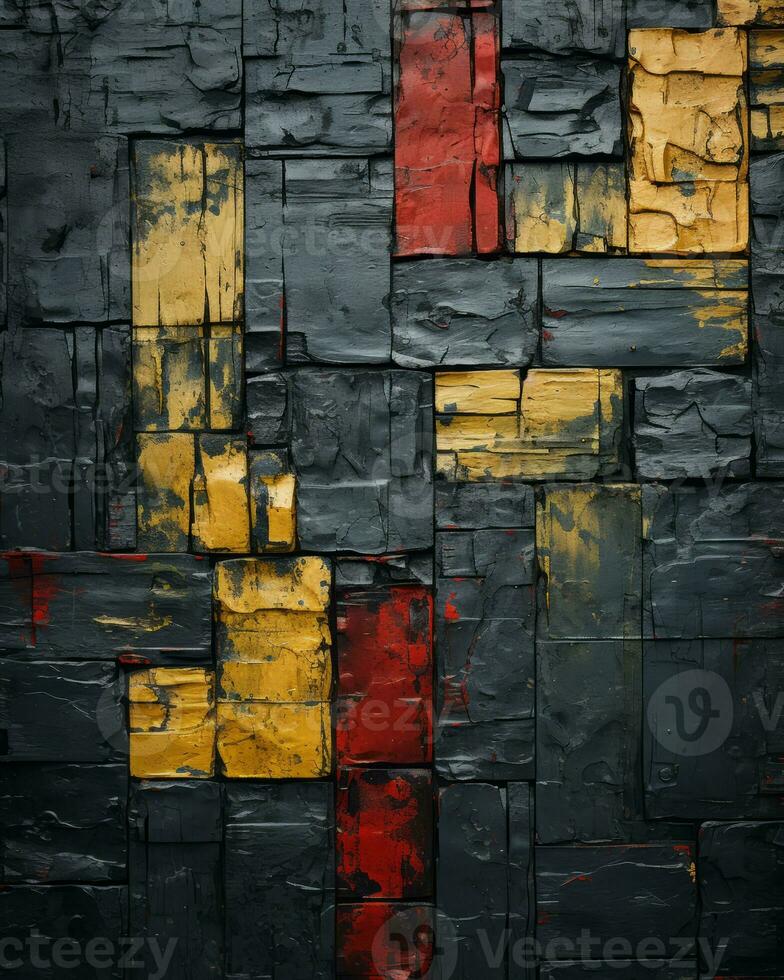 an abstract painting of red yellow and black squares generative ai photo
