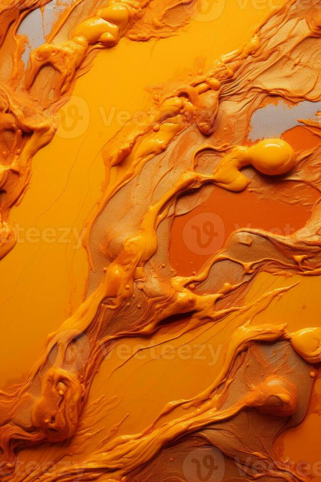 an abstract painting of orange paint on a surface generative ai photo